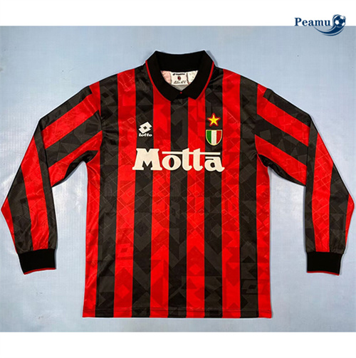Novo Camisola Futebol Retrô AC Milan Principal Equipamento Manga comprida 1994-95
