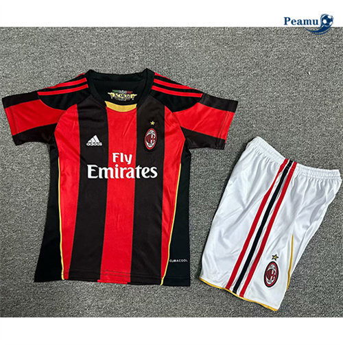 Novos Camisola Futebol Retrô AC Milan Crianças Principal Equipamento 2010-11