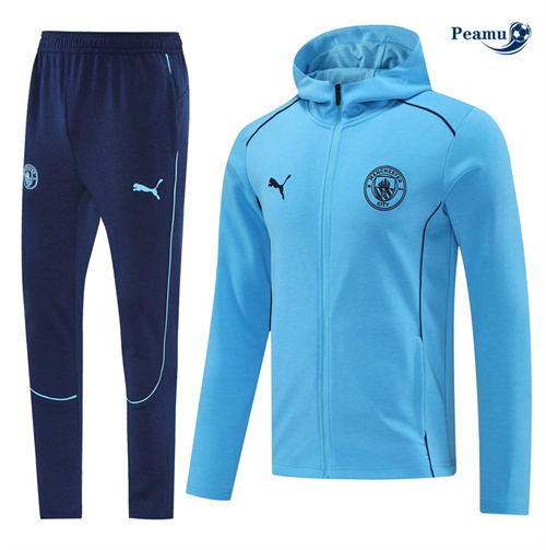 Novo Casaco de Fato de Treino Manchester City com capuz azul cielo 2025-2026