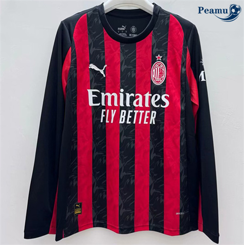 Criar Camisola Futebol AC Milan Principal Equipamento Manga longa 2025-2026