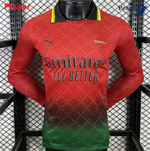 Loja Camisola Futebol AC Milan Player Equipamento marca compartida Manga longa Vermelho 2025-2026