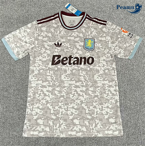 Novo Camisola Futebol Aston Villa Equipamento Gris 2025-2026