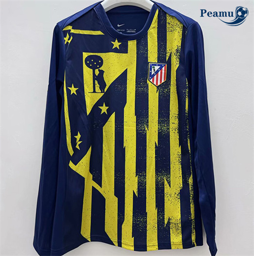 Novo Camisola Futebol Atletico Madrid Equipamento pré-jogo Amarillo/preto Manga longa 2025-2026