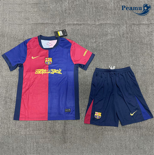 Loja Camisola Futebol Barcelona Crianças Principal Equipamento marca compartida 2025-2026