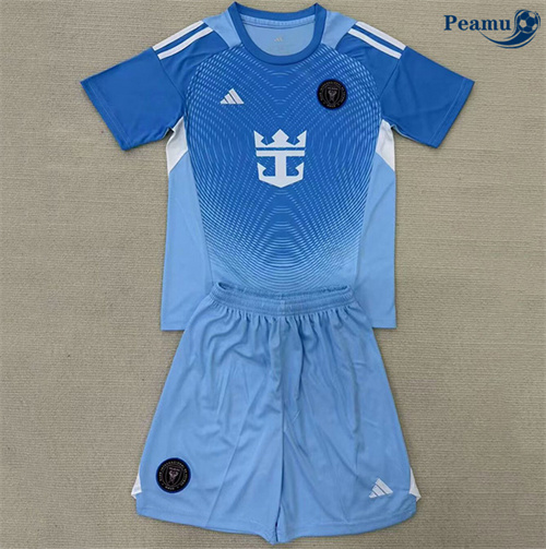 Novos Camisola Futebol Inter Miami Crianças Equipamento Goleiro Azul 2025-2026