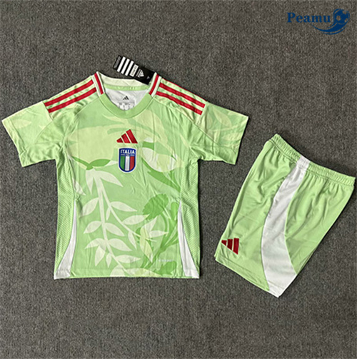 Novo Camisola Futebol Italia Crianças Equipamento Verde 2025-2026