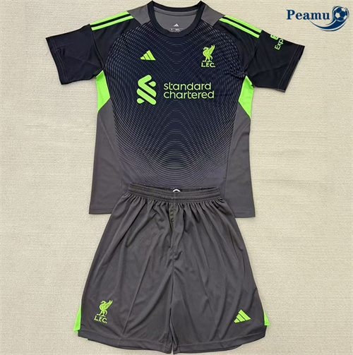 Criar Camisola Futebol Liverpool Crianças Equipamento Goleiro preto 2025-2026