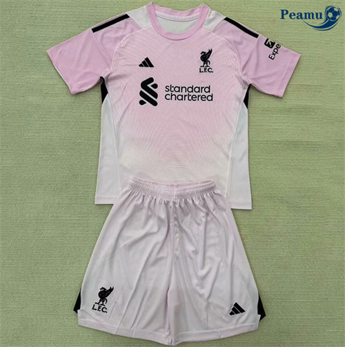 Oferta Camisola Futebol Liverpool Crianças Equipamento Goleiro Rosa 2025-2026