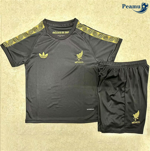 Criar Camisola Futebol Mexico Crianças Equipamento Taça de Ouro Award preto 2025-2026
