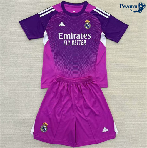 Vender Camisola Futebol Real Madrid Crianças Equipamento Goleiro Púrpura 2025-2026