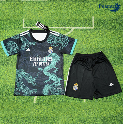 Loja Camisola Futebol Real Madrid Crianças Equipamento Especial preto/Verde/Dragon 2025-2026
