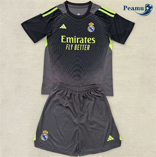 Novo Camisola Futebol Real Madrid Crianças Equipamento Goleiro preto 2025-2026