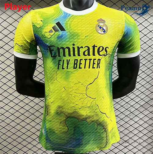 Novo Camisola Futebol Real Madrid Player Equipamento Training Amarillo/Vert 2025-2026