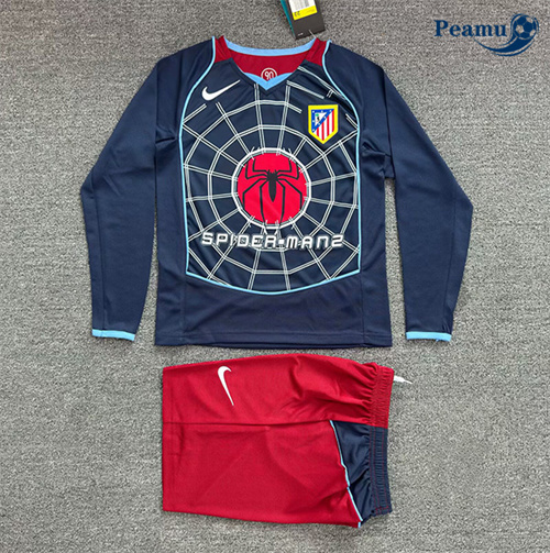 Novo Camisola Futebol Retrô Atletico Madrid Crianças Alternativa Equipamento Manga longa 2004-05