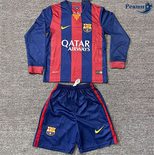 Criar Camisola Futebol Retrô Barcelona Crianças Principal Equipamento Manga longa 2014-15