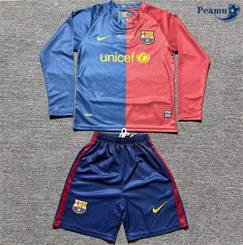 Oferta Camisola Futebol Retrô Barcelona Crianças ucl Principal Equipamento Manga longa 2008-09