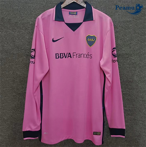 Novo Camisola Futebol Retrô Boca Juniors Rosa Manga longa 2013-14
