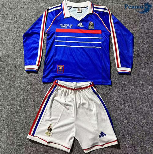 Oferta Camisola Futebol Retrô Francia Crianças Principal Equipamento Manga longa 1998