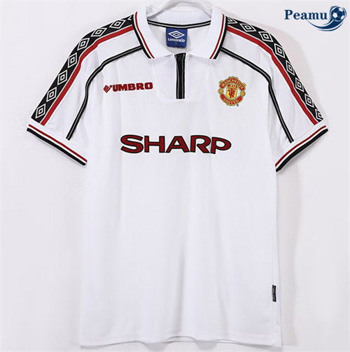 Criar Camisola Futebol Retrô Manchester United Branco 1998-99