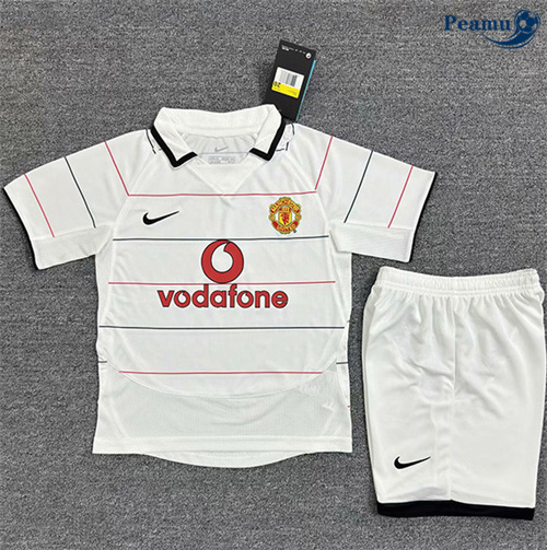 Loja Camisola Futebol Retrô Manchester United Crianças Branco 2003-05