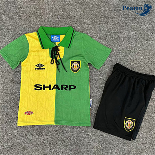Criar Camisola Futebol Retrô Manchester United Crianças Alternativa Equipamento 1992-94