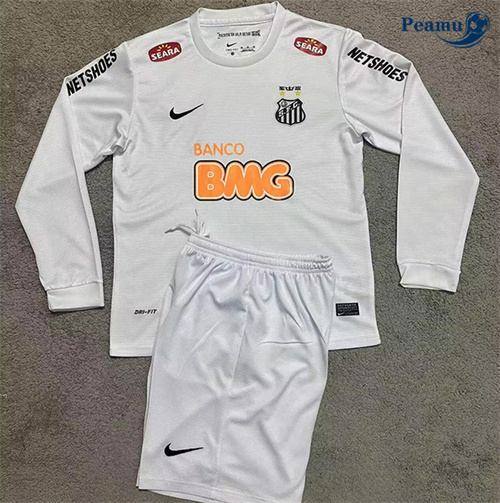 Novo Camisola Futebol Retrô Santos Crianças Principal Equipamento Manga longa 2012-13