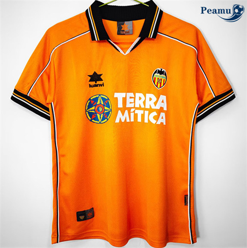 Novo Camisola Futebol Retrô Valencia Alternativa Equipamento 1999-00