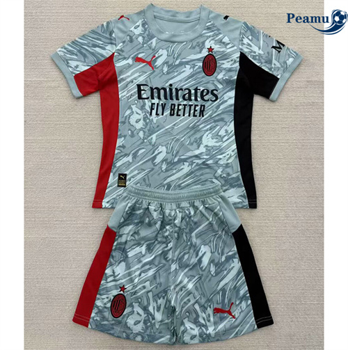 Camisola Futebol AC Milan Crianças Equipamento Goleiro Azul 2025-2026
