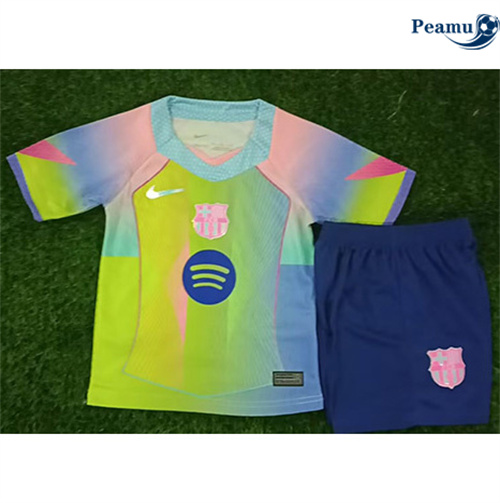 Camisola Futebol Barcelona Crianças Fluorescent Verde Equipamento 2025-2026