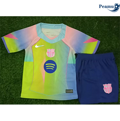 Camisola Futebol Barcelona Crianças Equipamento Fluorescent Verde 2025-2026