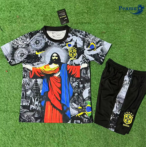 Camisola Futebol Brasil Crianças Equipamento preto 2025-2026