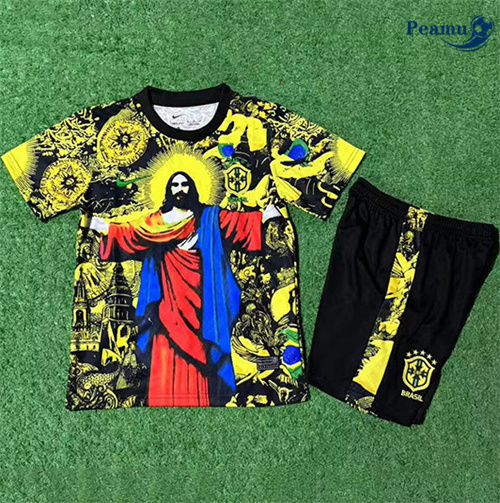 Camisola Futebol Brasil Crianças Equipamento Amarelo 2025-2026