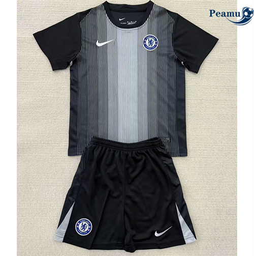 Camisola Futebol Chelsea Crianças Equipamento Goleiro preto 2025-2026