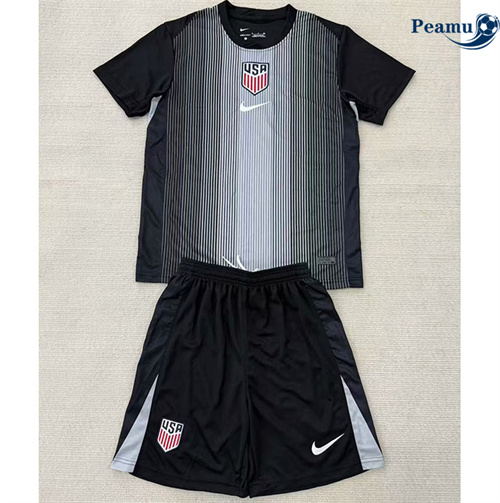 Camisola Futebol Estados Unidos Crianças Equipamento Goleiro preto 2025-2026