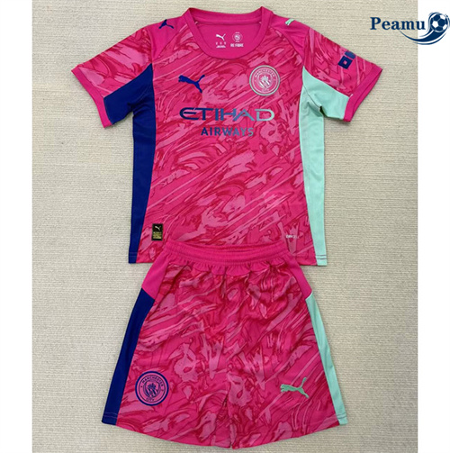 Camisola Futebol Manchester City Crianças Equipamento Goleiro Púrpura 2025-2026