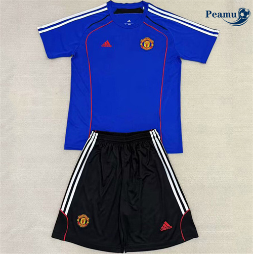 Camisola Futebol Manchester United Crianças Equipamento Training Azul 2025-2026