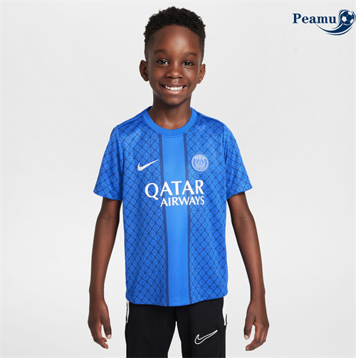 Camisola Futebol PSG Crianças Equipamento Pré-jogo Azul 2025-2026