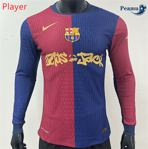 Camisola Futebol Barcelona Player Principal Equipamento marca compartida Manga comprida 2025-2026