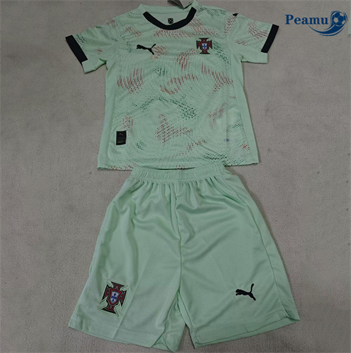 Camisola Futebol Portugal Crianças Equipamento Verde 2025-2026