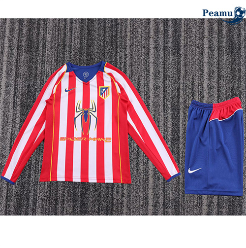 Camisola Futebol Retrô Atletico Madrid Crianças Principal Equipamento Manga comprida 2004-05