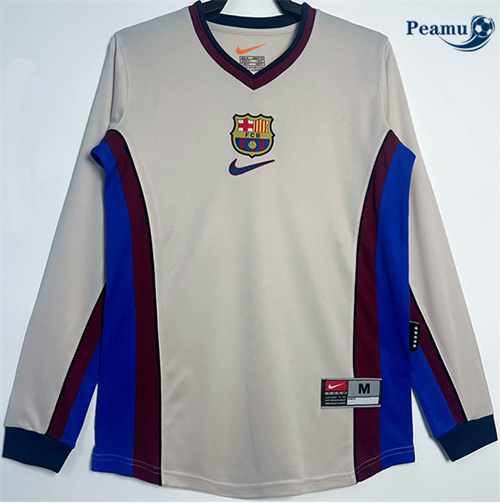 Camisola Futebol Retrô Barcelona Alternativa Equipamento Manga comprida 1998-99