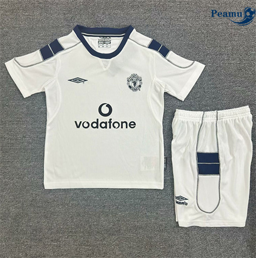 Camisola Futebol Retrô Manchester United Crianças Alternativa Equipamento 2001-03