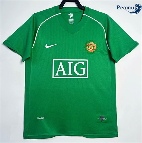 Camisola Futebol Retrô Manchester United Equipamento Goleiro Verde 2007-08