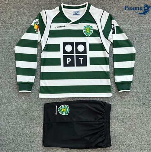 Camisola Futebol Retrô Sporting CP Crianças Principal Equipamento Manga comprida 2001-03