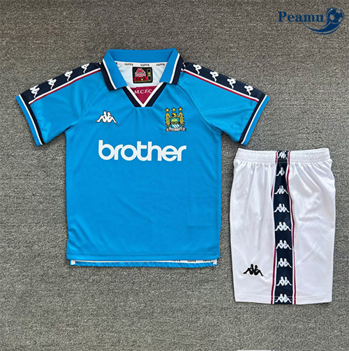 Camisola Retrô Futebol Manchester City Crianças Principal Equipamento 1997-98