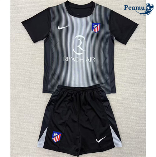 Camisola Futebol Atletico Madrid Crianças Equipamento Goleiro Negro 2025-2026
