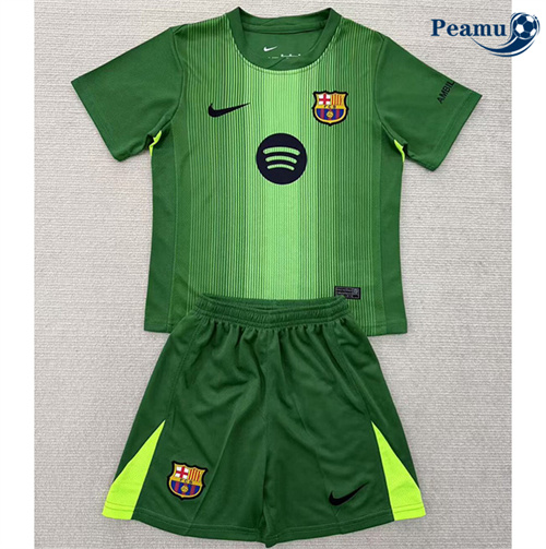 Camisola Futebol Barcelona Crianças Equipamento Goleiro Verde 2025-2026