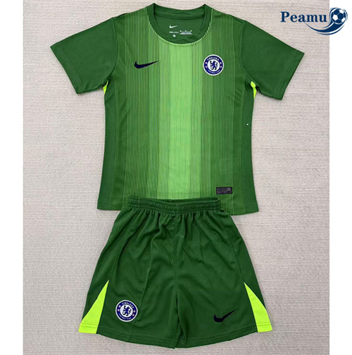 Camisola Futebol Chelsea Crianças Equipamento Goleiro Vert 2025-2026