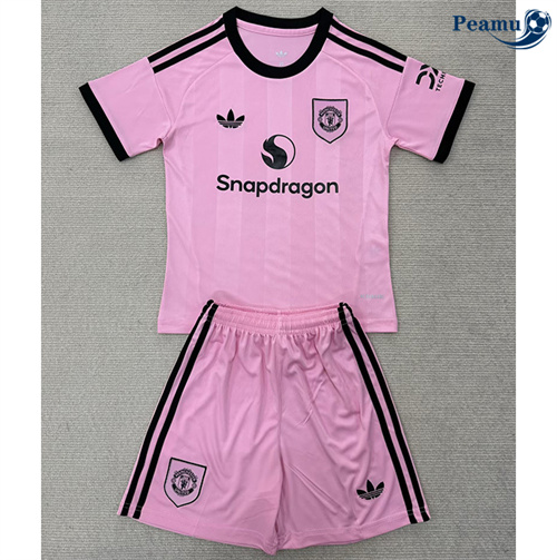 Camisola Futebol Manchester United Crianças Equipamento Goleiro Rosa 2025-2026