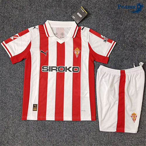 Camisola Futebol Sporting Gijon Crianças Principal Equipamento 2025-2026